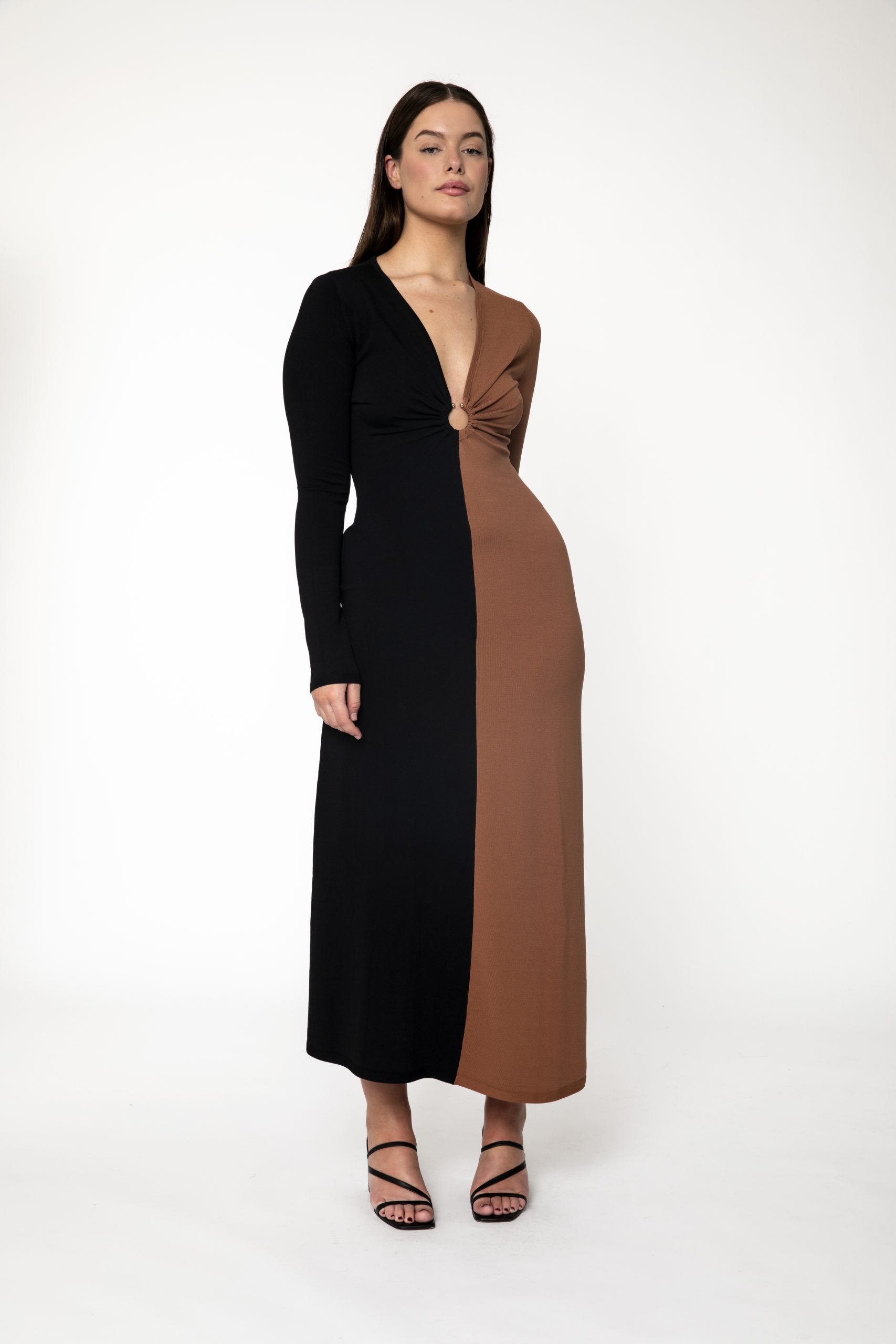 long sleeve knit polo dress The Viscose Knit Polo Midi Dress main image 1